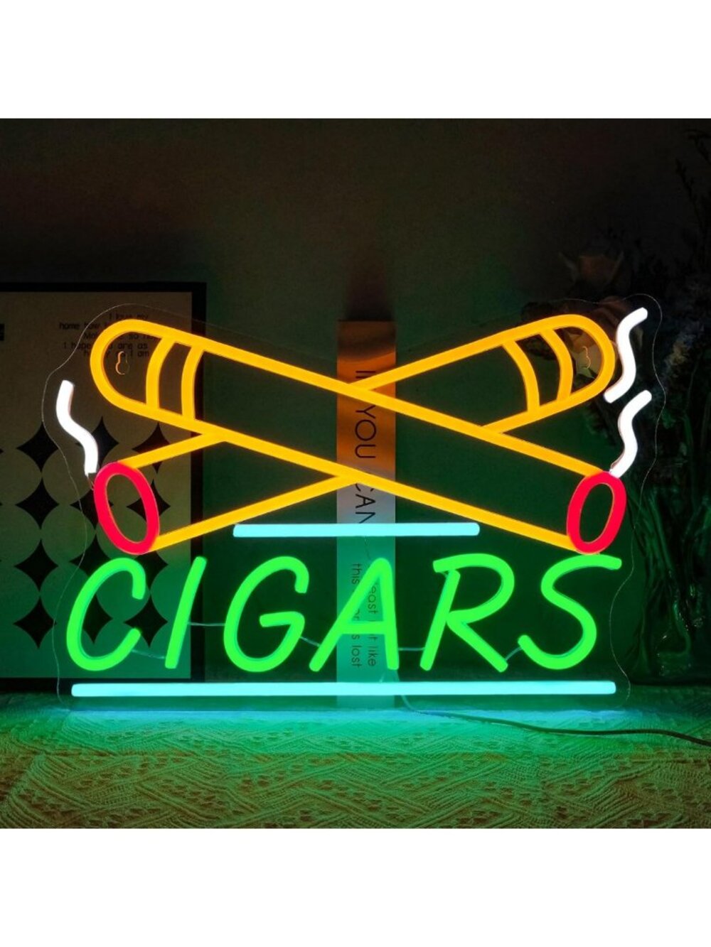 Dimmable Neon Cigar Sign for Wall Decor | LED Lights for Home Bar & Lounge